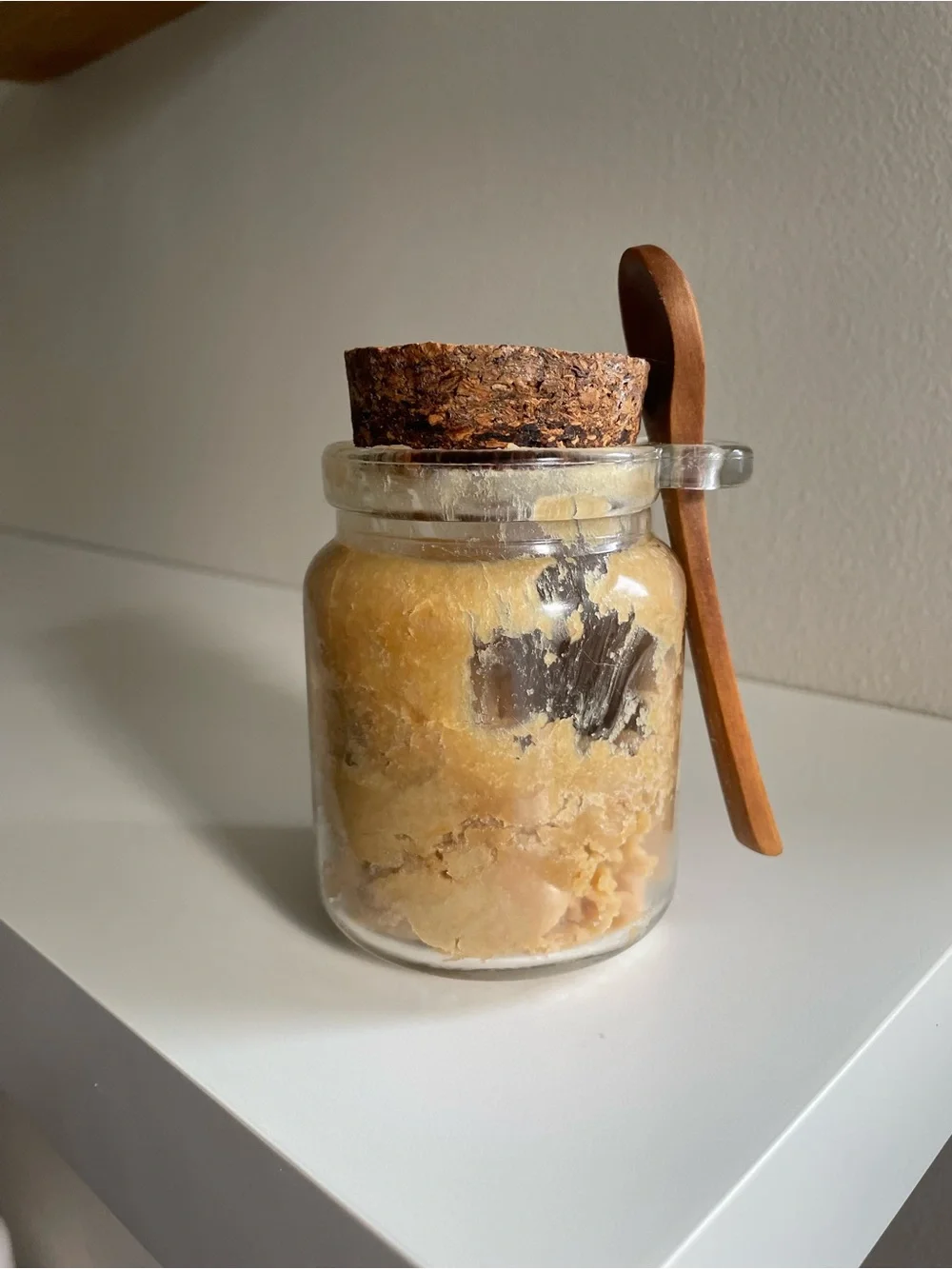 Small Glass Jar with Cork Lid & Wooden Spoon